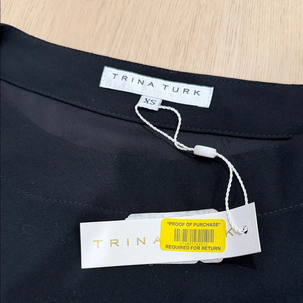 Trina Turk XS Black Women's Blouse with Tie Detail - Picture 5 of 6